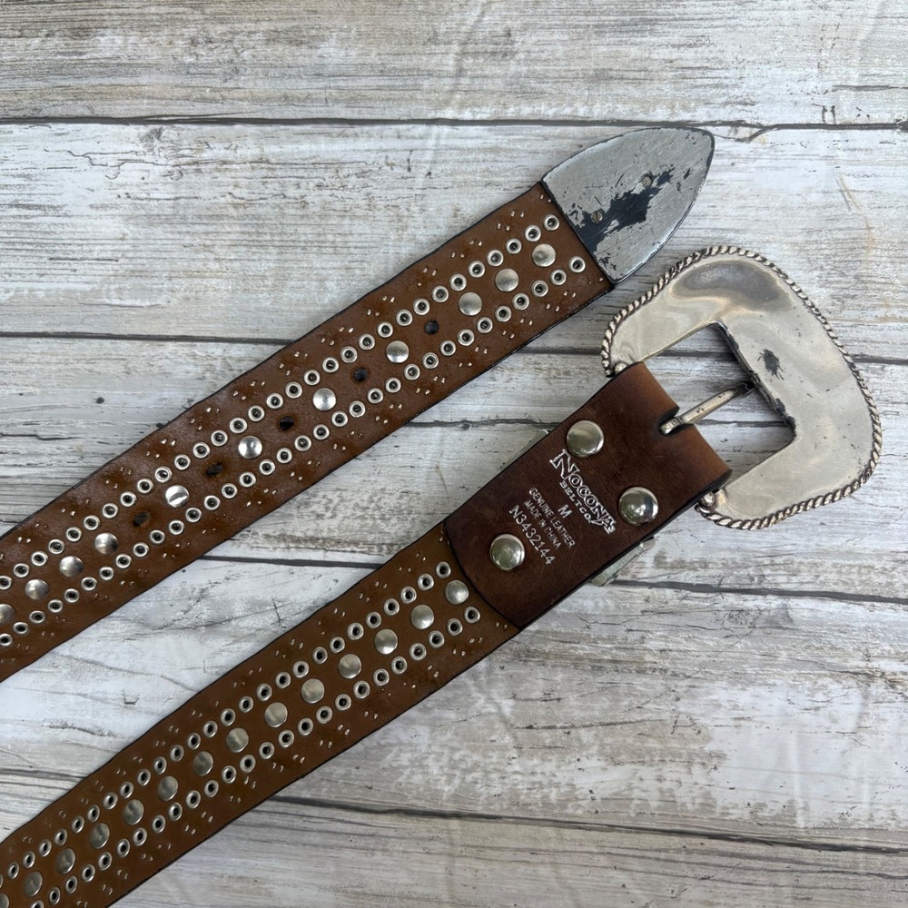 Nocona Belt Co Western Belt 33" Brown Rhinestone Studded Bling Y2K Cowgirl Rodeo - Picture 7 of 11
